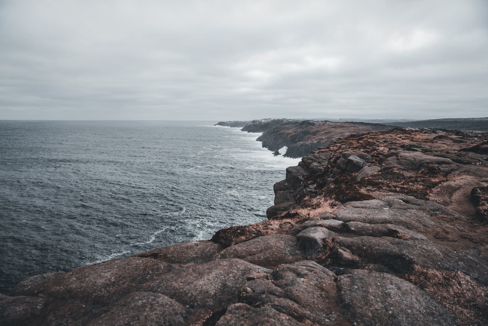 A rugged headland above the sea