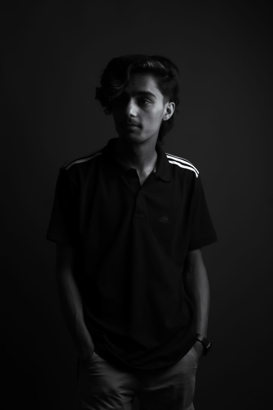 A male portrait in sculptural black and white